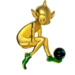 NEW Gold-Toned Elf Fashion Pin | Whimsical Design